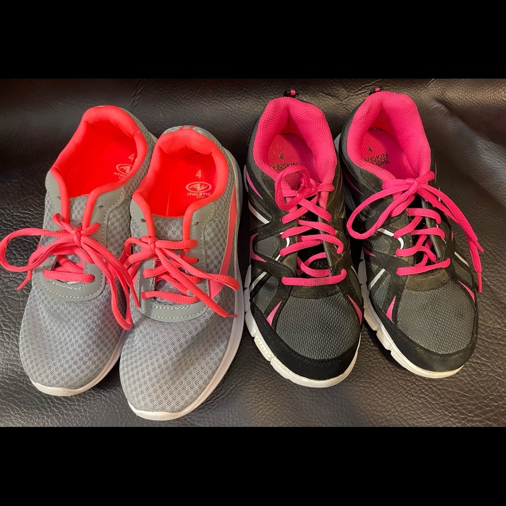 Athletic shoes.  Neon accents.  Like new